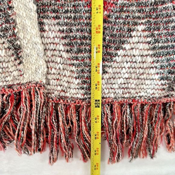 Lucky Brand Aztec‎ print long open Fringe Cardigan Sweater Cozy Medium - Picture 8 of 9